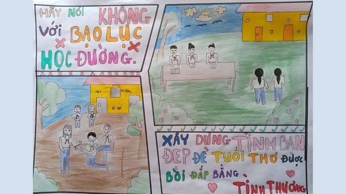Vẽ tranh bạo lực học đường mang lại thông điệp ý nghĩa về sự hòa bình