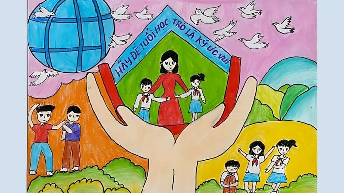 mẫu tranh vẽ bạo lực học đường đẹp và ý nghĩa