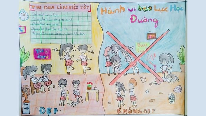 vẽ tranh thể hiện tình trạng bạo lực học đường dành cho học sinh