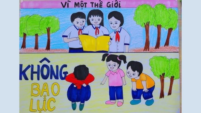 Tải về các bức vẽ tranh bạo lực học đường đẹp mắt