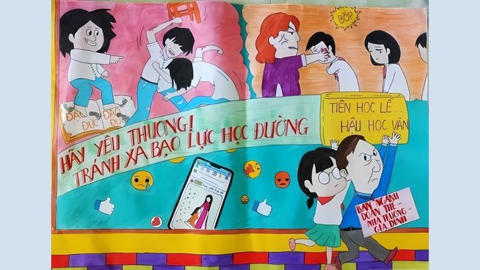 tải ảnh tranh vẽ tuyên truyền phòng chống bạo lực học đường