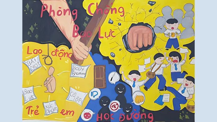 Hình ảnh minh họa vẽ tranh bạo lực học đường một cách sinh động