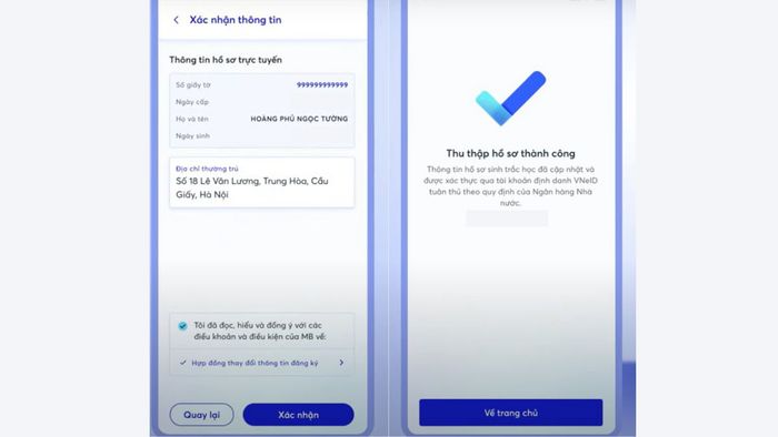 Hướng dẫn cập nhật sinh trắc học ngân hàng MB Bank qua VNeID - bước 4