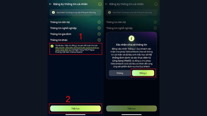 Hướng dẫn cập nhật sinh trắc học qua VNeID cho Vietcombank - bước 2