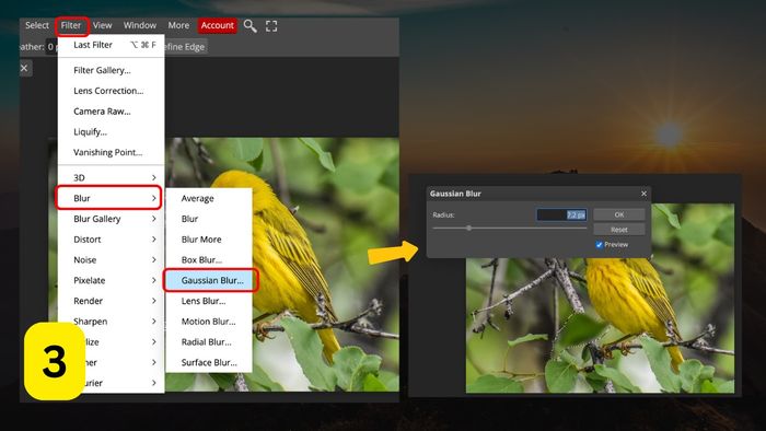 Làm mờ ảnh trong Photoshop – Bước 3
