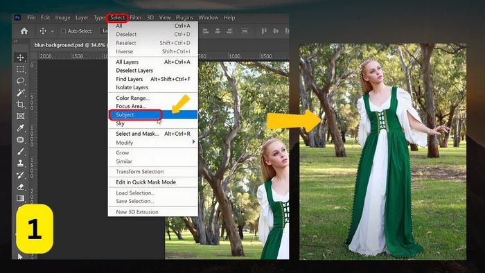 Làm mờ ảnh trong Photoshop – Bước 1