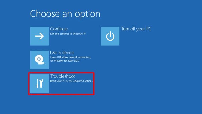 Cách khắc phục lỗi không reset Windows 10 qua bước 1 của phương pháp 4