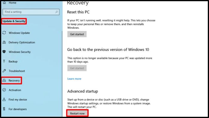 Hướng dẫn khắc phục lỗi không reset được Win 10 qua bước 1 của phương pháp 5