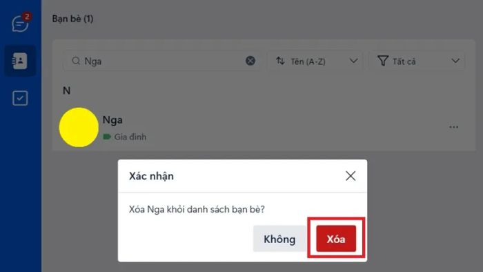Cách xóa bạn Zalo nhanh trên máy tính