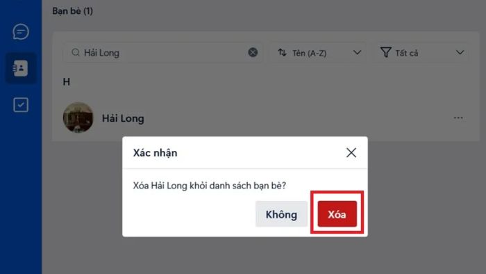 Cách xóa bạn Zalo nhanh trên Zalo Web