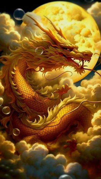 Hình nền màu vàng với hình rồng oai vệ