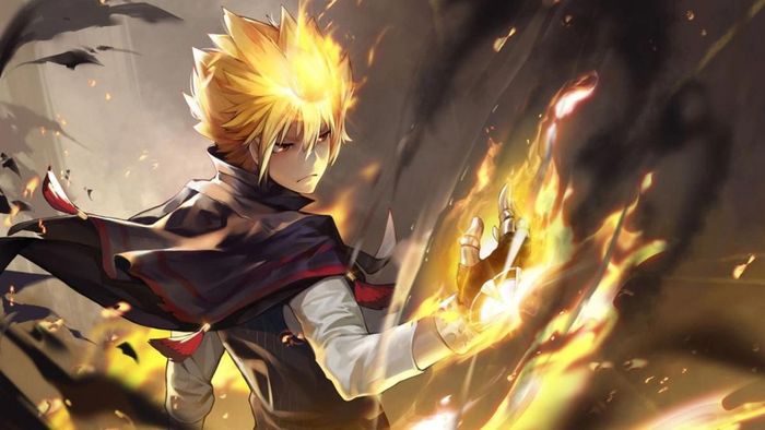 Hình nền anime màu vàng mạnh mẽ và cá tính