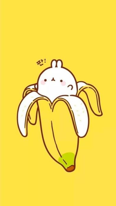 Hình nền màu vàng với hình quả chuối đáng yêu, sinh động