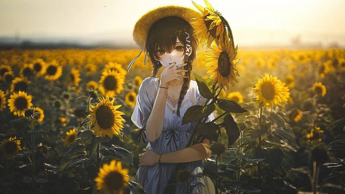 Hình nền anime màu vàng ngọt ngào và duyên dáng
