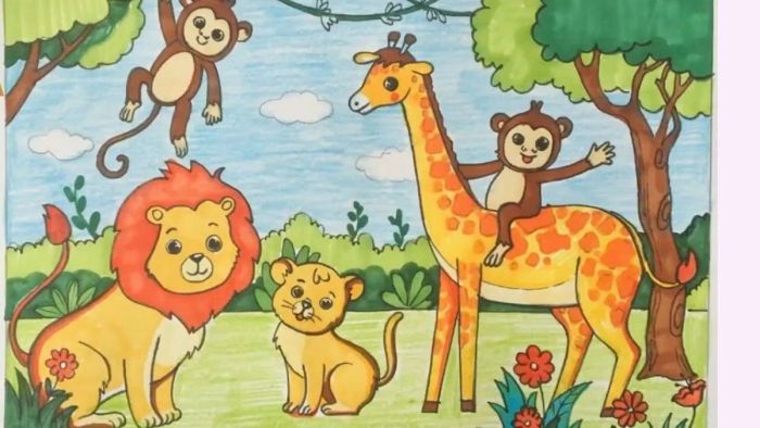 Vẽ tranh bảo vệ động vật trong môi trường hoang dã để bảo vệ thiên nhiên