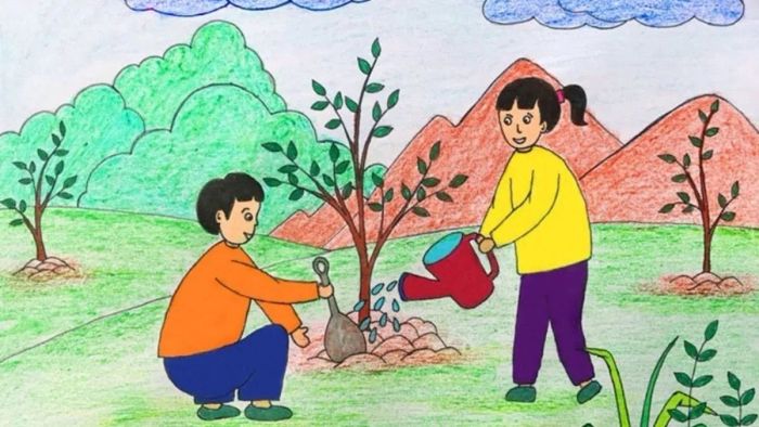 Mẫu hình ảnh vẽ tranh bảo vệ môi trường với độ phân giải 4K