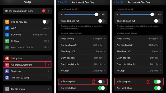 Cách bật âm thanh bàn phím trên iPhone