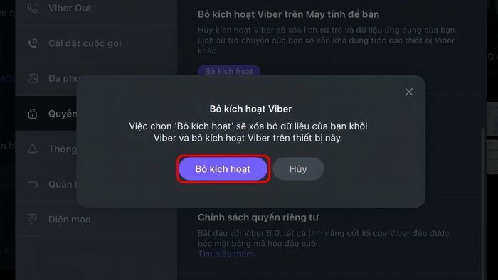Hướng dẫn cách đăng xuất khỏi Viber trên máy tính - bước 5