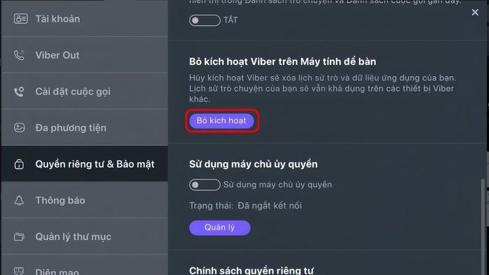 Hướng dẫn cách đăng xuất khỏi Viber trên máy tính - bước 4