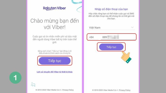 Cách đăng ký và đăng nhập tài khoản Viber - bước 1