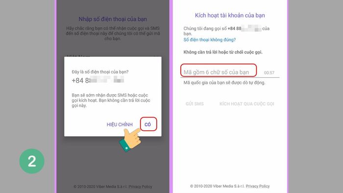 Cách đăng ký và đăng nhập tài khoản Viber - bước 2