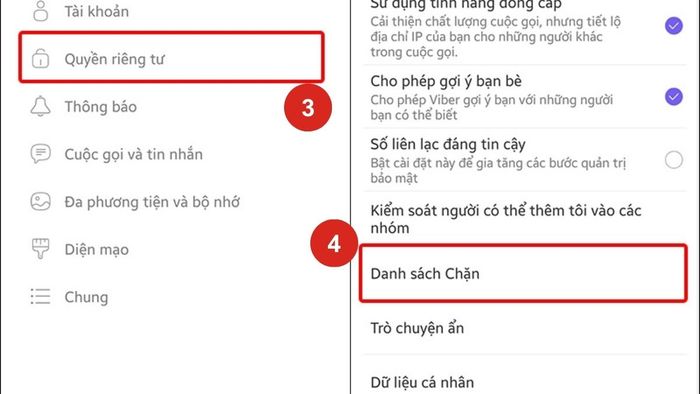 Cách chặn tin nhắn Viber cho nhiều liên hệ cùng lúc - bước 2