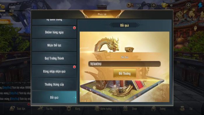 Hướng dẫn nhập mã code Tam Quốc 3D - bước 2