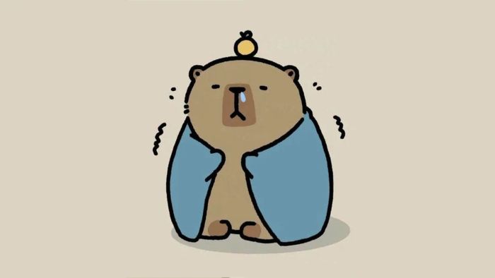 Hình vẽ Capybara với nước mũi chảy đầy tếu táo