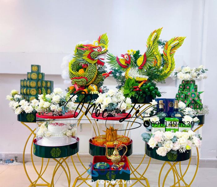 Hoa tươi - Tráp cưới hỏi rồng phụng Mộc Lê Bình Dương