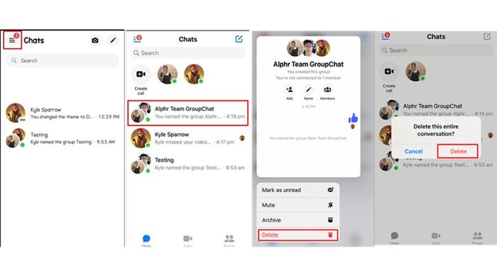 Cách xóa toàn bộ tin nhắn trong nhóm Messenger từ điện thoại.