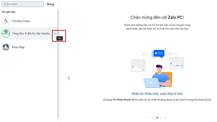 Cách xóa tìm kiếm Zalo trên máy tính