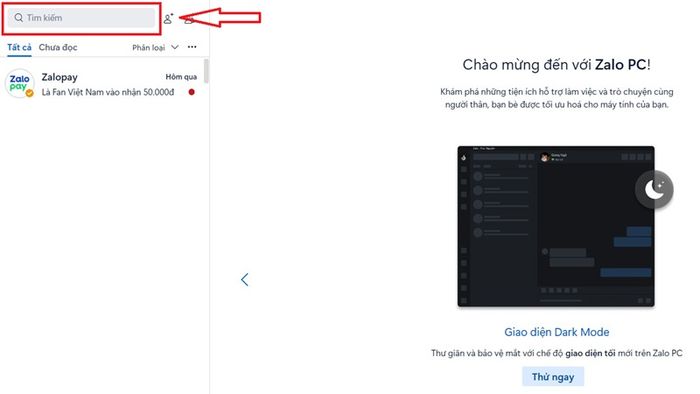 Cách xóa tìm kiếm Zalo trên máy tính