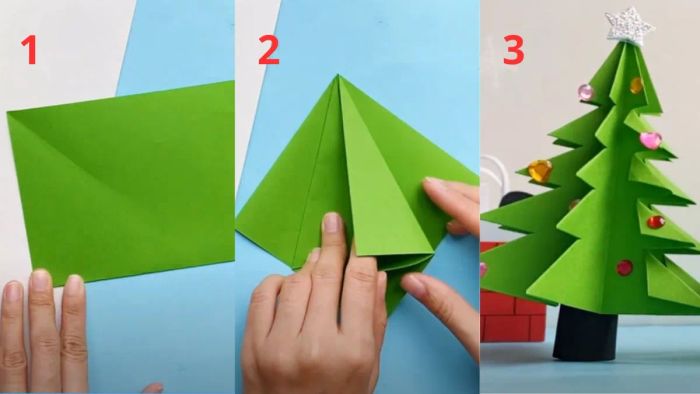 Hướng dẫn làm cây thông Noel từ giấy A4