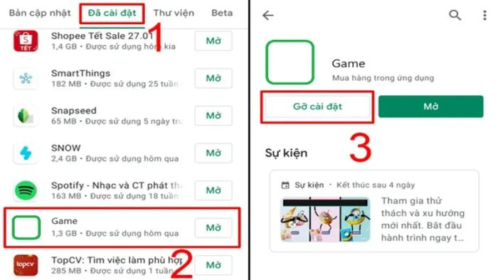 Cách xóa dữ liệu game trên Android bằng cách gỡ cài đặt