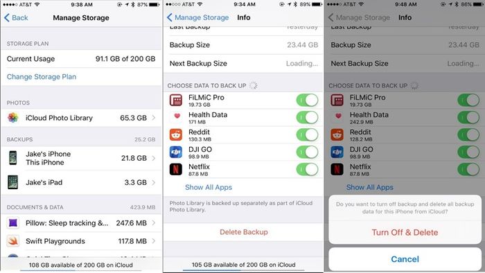 Xóa bản sao lưu chứa các tin nhắn cũ đã lưu trên iPhone.