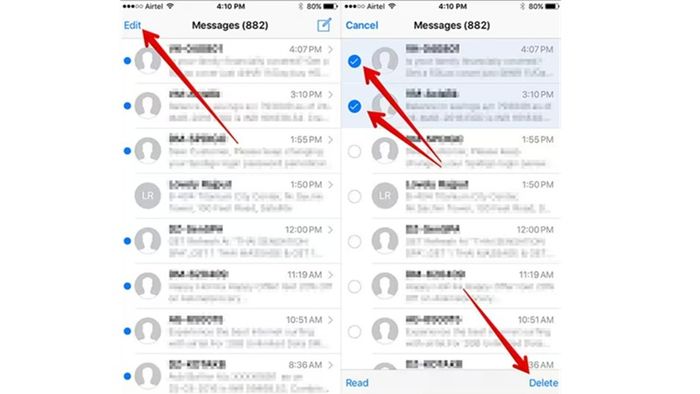 Xóa tin nhắn thủ công trên iPhone