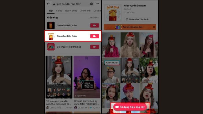 Filter Tết Gieo Quẻ Đầu Năm của TikTok