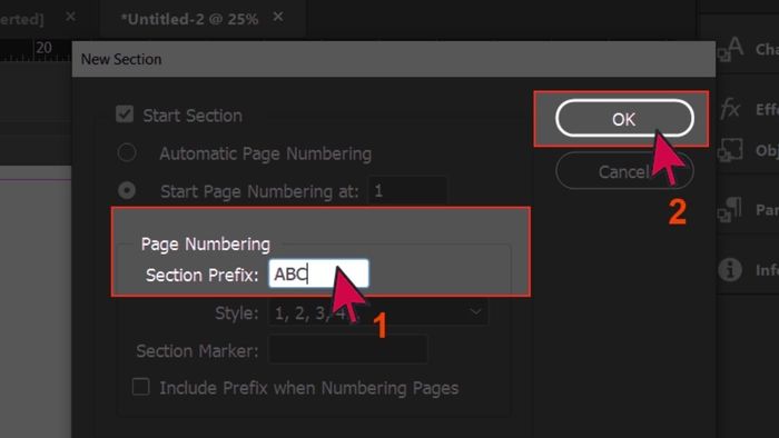 Hướng dẫn đánh số trang thủ công trong InDesign bước 3