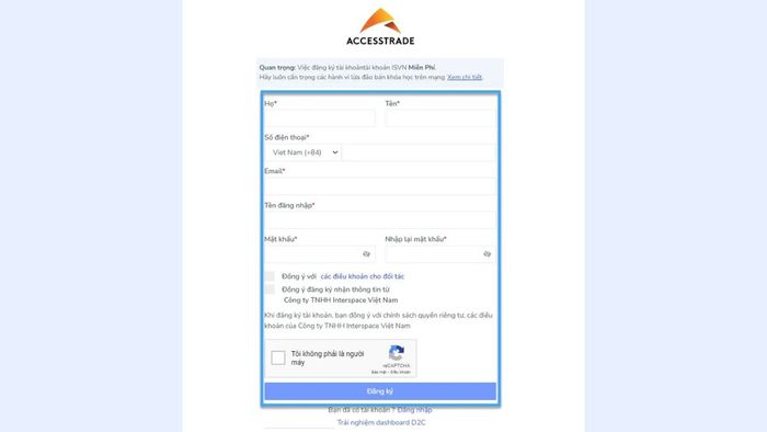 Đăng ký affiliate Lazada tại ACCESSTRADE - bước 3