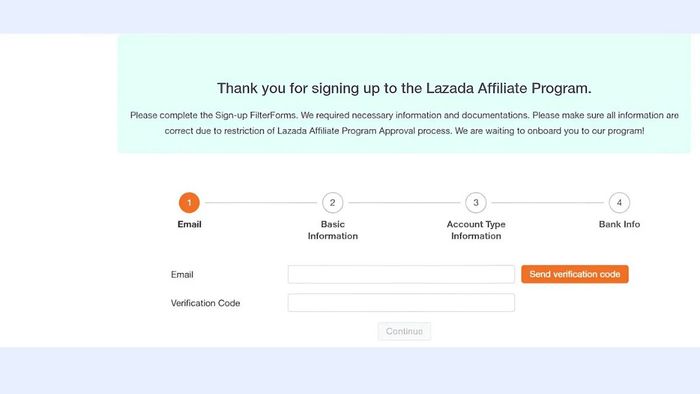 Đăng ký affiliate Lazada tại Lazada - các bước 2 và 3