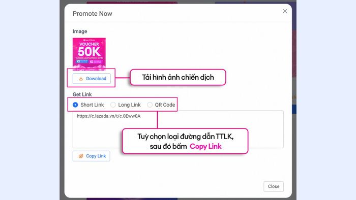 Hướng dẫn tạo link Affiliate và lấy banner trên Lazada - bước 3