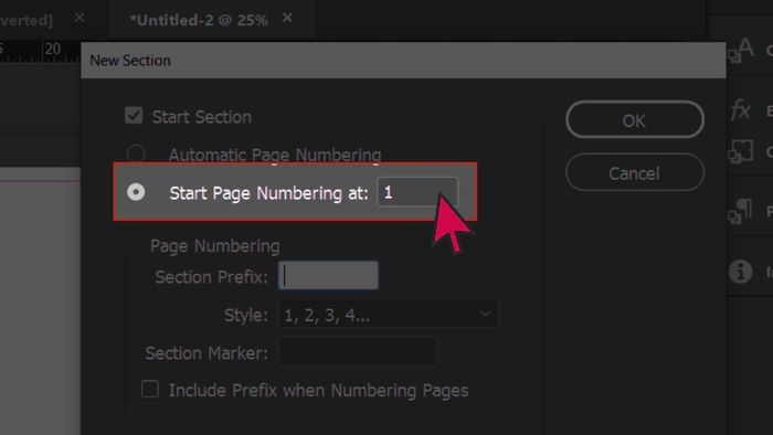 Hướng dẫn đánh số trang thủ công trong InDesign bước 2