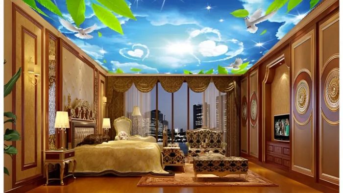 Tranh vẽ 3D trên trần nhà, đẹp như thật