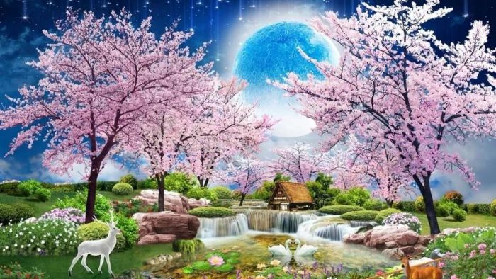 Mẫu vẽ tranh 3D phong cảnh đầy nghệ thuật, mang đến một không gian sống động và tươi mới với những hình ảnh tự nhiên chân thật.