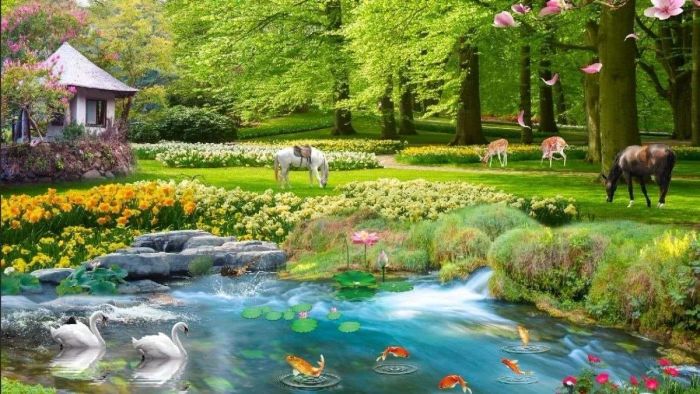 Tải mẫu vẽ tranh 3D sơn thủy, mang đến những bức tranh tuyệt đẹp với sự kết hợp hoàn hảo giữa núi rừng và dòng nước trong lành.