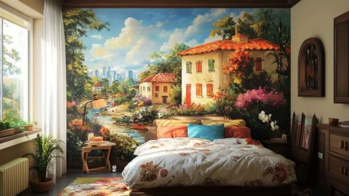 Tranh vẽ 3D trên bức tường tạo nên không gian sống động