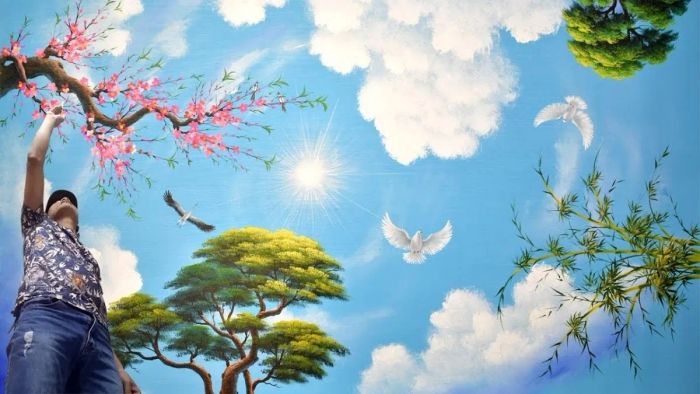 Vẽ tranh 3D cho trần nhà