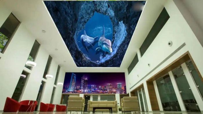 Hình vẽ tranh 3D cho trần nhà đầy sáng tạo