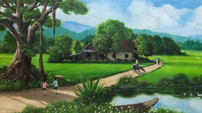 Hình ảnh vẽ tranh 3D phong cảnh sống động, mang lại cảm giác gần gũi và tươi mới, như thể bạn đang lạc vào thế giới thiên nhiên kỳ diệu.