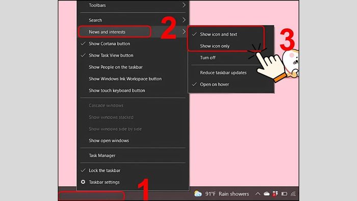 Hướng dẫn tắt tính năng dự báo thời tiết trên Windows 10